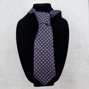 Brooks Brothers Makers Silk Neck Tie Navy Blue Pink Geometric Pattern Men